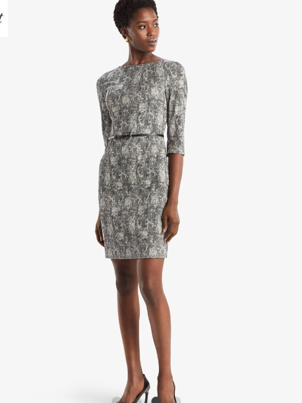 MM LaFleur Etsuko Dress Crackle Shift Career Pencil 3/4 Sleeve Women's 10 Preppy